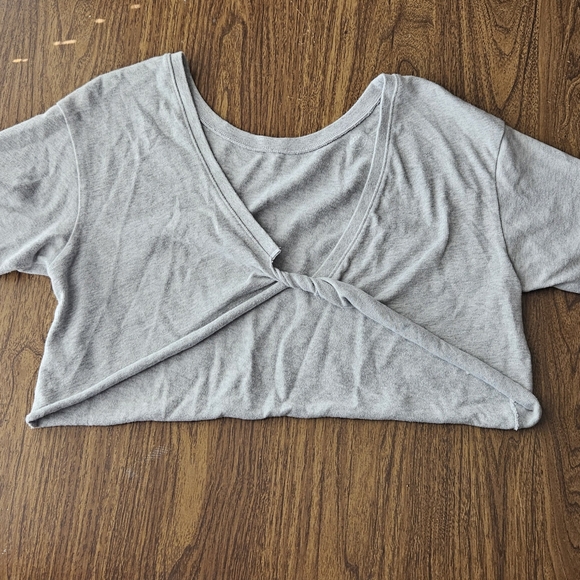 aerie Tops - Aerie Heather Gray Short Sleeve Twist Tee